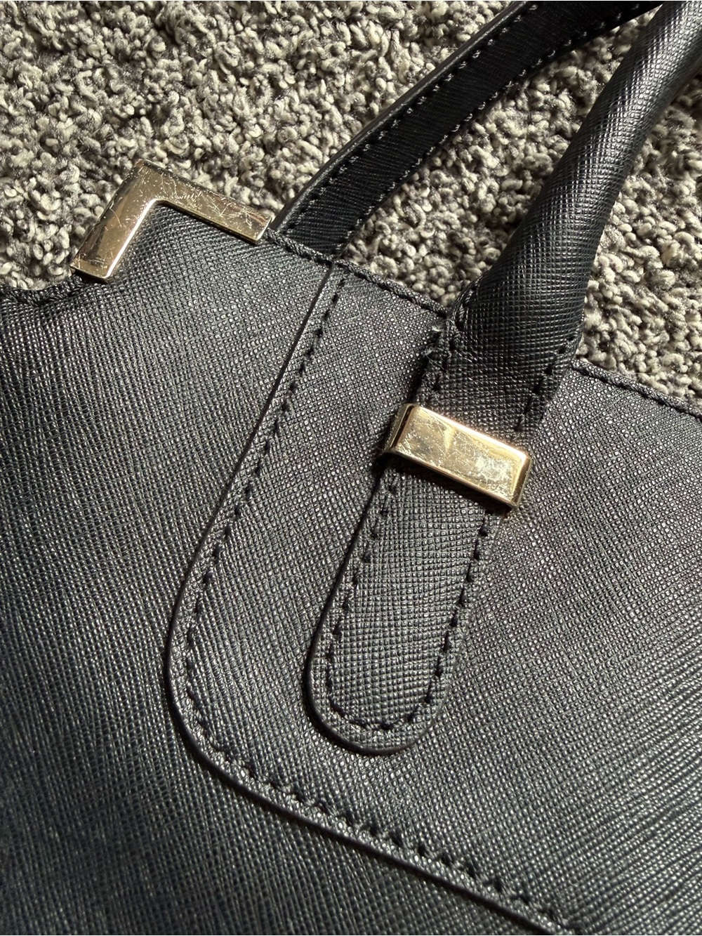 Rebecca Minkoff Amorous Satchel Black Saffiano Leather Gold Crossbody Bag - Picture 4 of 16